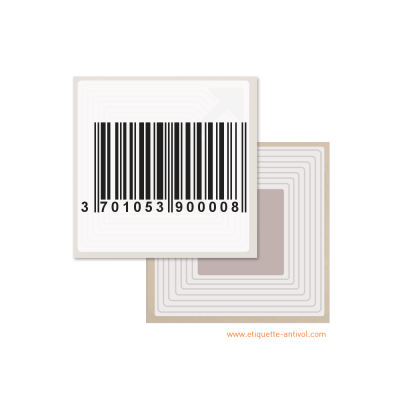 Etiquette Antivol radio-fréquence 40 X 40 mm - Code Barre